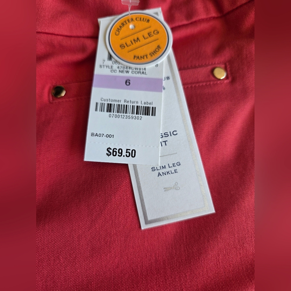 Charter Club Panr Slim Ankle NWT - Picture 2 of 6